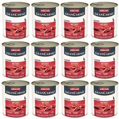 Animonda Grancarno Junior Nassfutter für Hunde mit Truthahn, Dose 12 x 800 g
