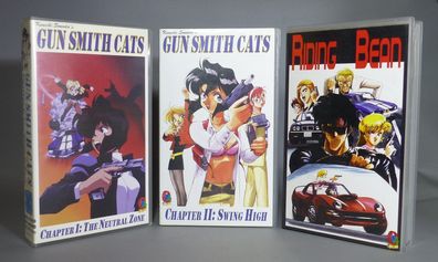 3x VHS Manga Videos 80er Jahre Riding Bean Gun Smith Cats Chapter I & II