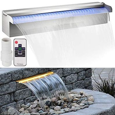 VEVOR Wasserfall 45 cm Edelstahl LED App-Steuerung für Pool Teich Garten