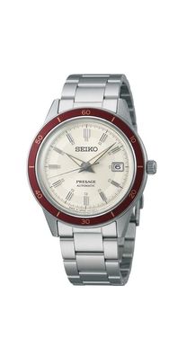 Seiko Presage Style 60s Herrenuhr silber rot SRPH93J1
