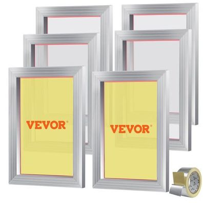VEVOR Siebdruck Set 6 Aluminium Rahmen 25,4x35,6 cm 156 Mesh mit Klebeband