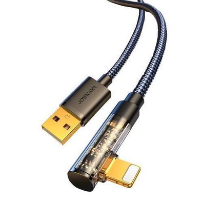 Joyroom Gaming Ladekabel 1.2m, Lightning/USB-A, 2.4A, Schwarz, Abgewinkelt