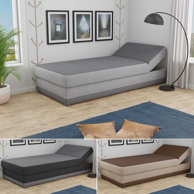 Bett Andre 90x200cm mit Bettkasten - Sofa, Regulierbarer Rückenlehne, Schlafzimmer
