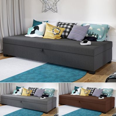 Einzelbett Misti Sofa mit Bettkasten, Schlafsofa, Bettsofa, Farbauswahl Jugendzimmer