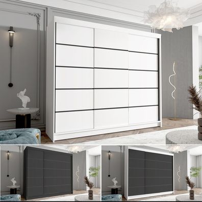 Großer Kleiderschrank NETRO VII 250 Schwebetürenschrank mit 3-türig Gleittürenschrank