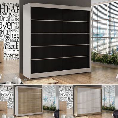 Kleiderschrank Basti IV 200 cm - Schwebetürenschrank mit Kleiderstange, Einlegeboden