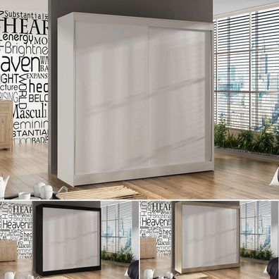 Kleiderschrank Basti X 200 - Schwebetürenschrank mit Kleiderstange und Einlegeboden