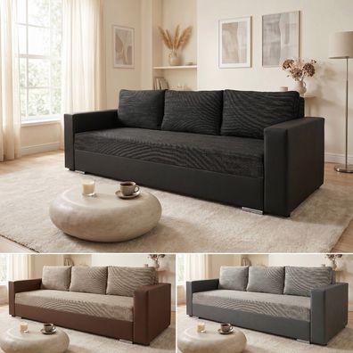 Schlafsofa Bird, Sofa mit Schlaffunktion und Bettkasten, Klappsofa, Schlafcouch, Bett