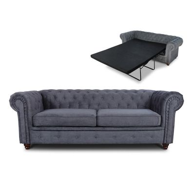 Schlafsofa Chesterfield Asti 3-Sitzer mit Schlaffunktion, Couch 3-er, Bett, Sofa