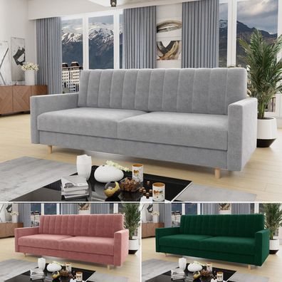 Schlafsofa Sara - Couch mit Schlaffunktion Sofa mit Bettkasten Bettfunktion Bettsofa