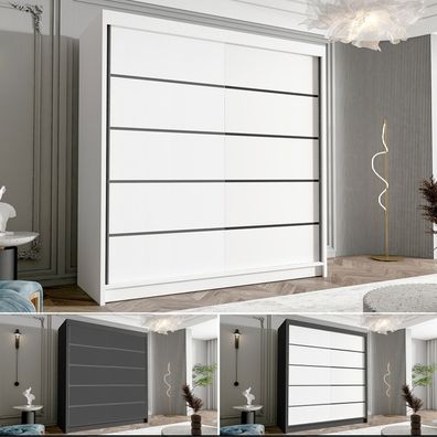 Schlafzimmerschrank HARRY IV 180 Schiebetürenschrank mit Kleiderstange Kleiderschrank