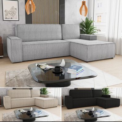 Totti L Elegantes Ecksofa mit Schlaffunktion und Samtbezug - Couch mit Bettkasten