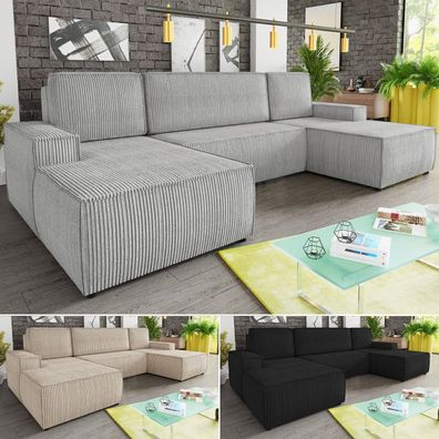 TOTTI U Ecksofa mit Schlaffunktion und Samtbezug - Bequeme Couch mit Stauraum