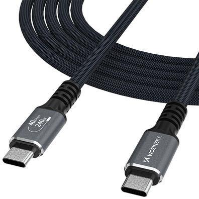 Wozinsky WPS-UY42S USB4 Kabel 2 m 40 Gbit/s 240 W 8K USB-C Schwarz