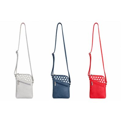 Mini Umhängetasche 19 × 13 cm mit Punkten Schultertasche mit langem Trageriemen