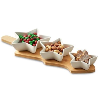 Porzellan-Snackschalen auf einem Tablett, 4 Stück