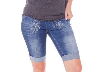 MarJo Trachtenjeans Bermuda Damen blau - Größe: 32