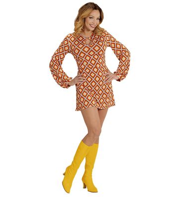 Kleid Groovy 70s Retro Rhombus - Größe: S