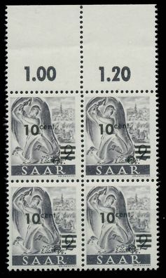 Saarland 1947 Nr 226ZII postfrisch Viererblock ORA X81AFDA