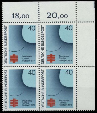 BRD BUND 1973 Nr 763 postfrisch Viererblock ECKE-ORE X5FA99E