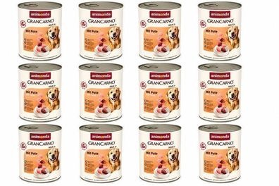 Animonda GranCarno Adult mit Truthahn Nassfutter für Hunde, 12 x 800 g Dose