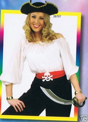 Piratenbluse Kostüm weiß - Größe: 48