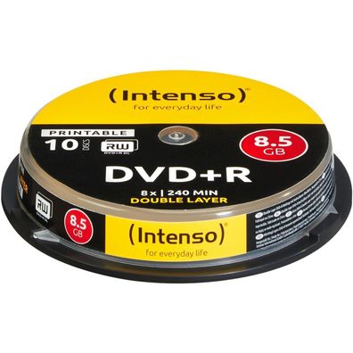 1x10 Intenso DVD+R 8,5GB 8x Speed, Double Layer printable