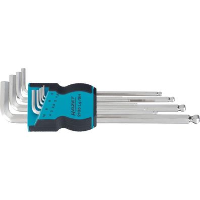 Winkelschraubendreher- Satz 2105Lg/9H, 9-Teilig (Mit Halteclip, Mit Kugelkopf)
