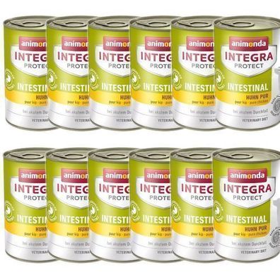 Animonda Integra Protect Darmschutz-Nassfutter mit Huhn für Hunde, 12 x 400 g Dose