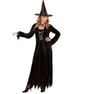 Hexe Kleid mit Hut schwarz - Größe: L