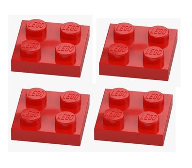 LEGO 4x Platte 2x2 Rot Bright Red 3022 302221 Plate Baustein Ersatzteil Neu