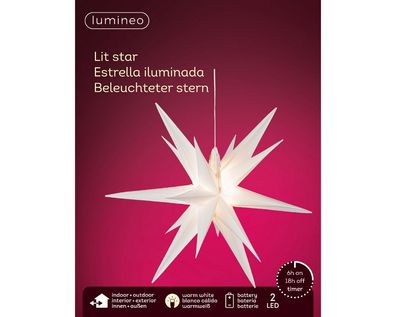 LED Stern Dauerbetrieb BO Outdoor Ø 30cm H.30cm weiss/warmes weiss