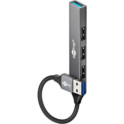 goobay USB-Hub Slim 4-fach grau