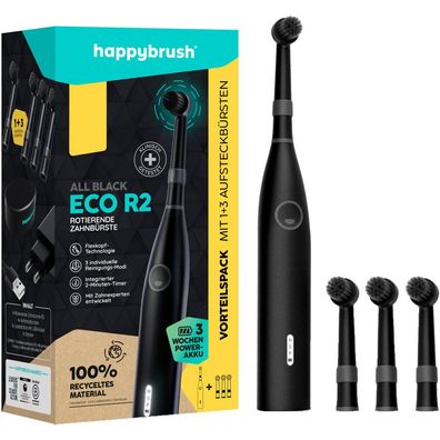 Happy Brush Eco R2 Allblack + 3 Refills