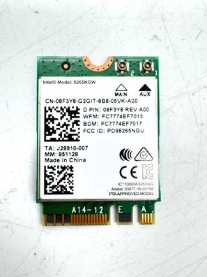 Dell Latitude 5590 WLAN Karte WiFi Card Intel 8265NGW 08F3Y8