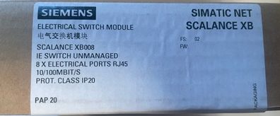 Siemens Scalance XB008 6GK5008-0BA10-1AB2 Industrial Ethernet Switch - New