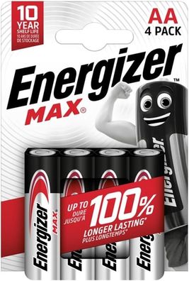 Energizer Batterie Alkaline Max AA LR6 Mignon 1,5V 4er Blister