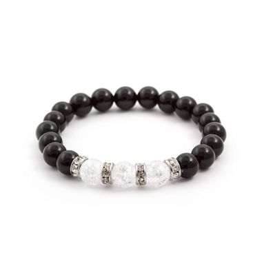 Perlenarmband aus Onyx und Kristall MINK51 / 17