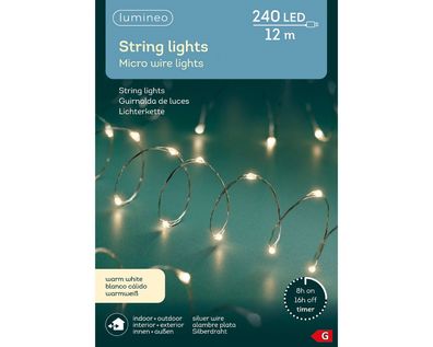 Micro LED Strangbeleuchtung Outdoor L.1195cm 240L silber/warmes weiss