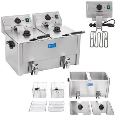 Doppelfritteuse mit Ablasshähnen und Thermostat EGO 2x8L