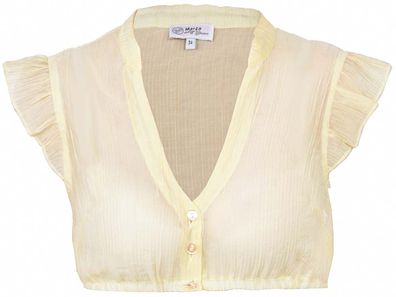 Dirndlbluse Waldbrunn Flügelarm zitrone - Größe: 34