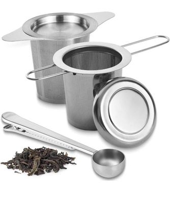 Teesieb Set 2er aus Edelstahl 304 für losen Tee Kaffee spülmaschinenfest