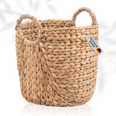 Lycce Wäschekorb Wasserhyazinthe | handgeflochten | D35 x H35 cm | Aufbewahrungskorb