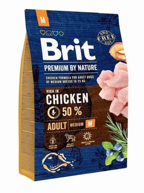 Brit Premium by Nature Adult M 3kg - Trockenfutter für mittelgroße Hunde