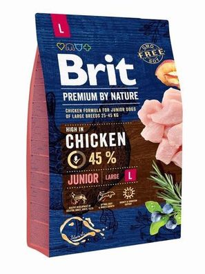 Brit Premium by Nature Junior L 3kg - Trockenfutter für große Junghunde