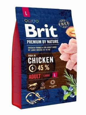 Brit Premium by Nature Adult L 3kg - Trockenfutter für große Hunde
