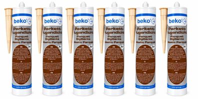 6x Beko Parkettfugendicht Eiche hell Parkett Laminat Dichtmasse Fuge 310ml