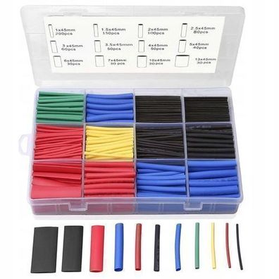 Rosfix Schrumpfschlauch Set 850 Stk – 2:1 Polyolefin | Ø 1–14 mm, 5 Farben