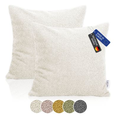Lycce 2er Set Kissenhülle Bouclé 50x50 cm – Kissenbezug für Dekokissen