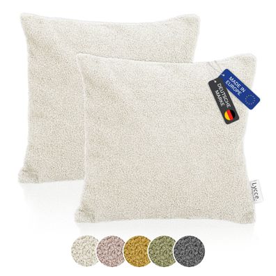 Lycce 2er Set Kissenhülle Bouclé 40x40 cm – Kissenbezug für Dekokissen